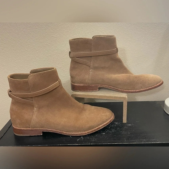Joie Flat Booties Presley Suede Leather Tan Boho Country Size 38.5 US 8.5 - Picture 1 of 9